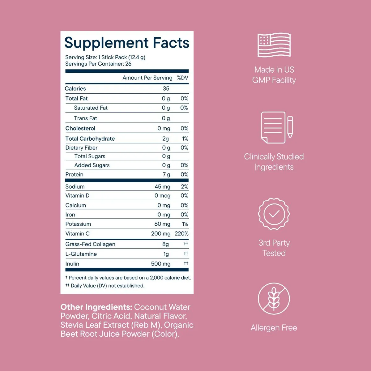 Supplement facts and badges