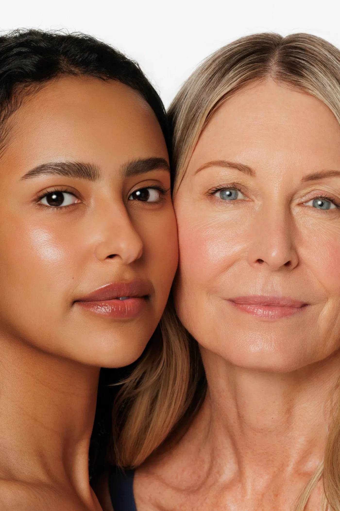 Two models, skin close-up